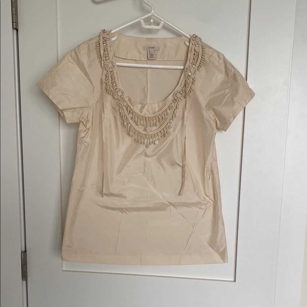 Gorgeous JCrew Silk Cream Embellished Women's Top